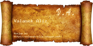 Valasek Aliz névjegykártya